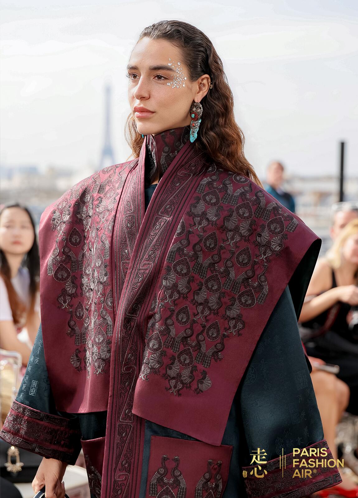 Luxury Blue Calligraphy Silk Kasaya Robe-26Y23801