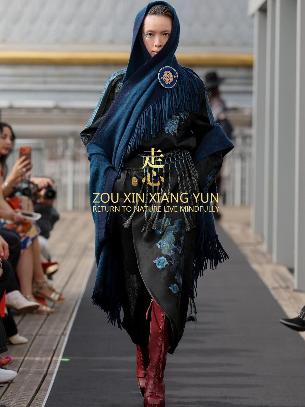 Luxury Black Luoyue Silk Half-Zip Top-26Z145M