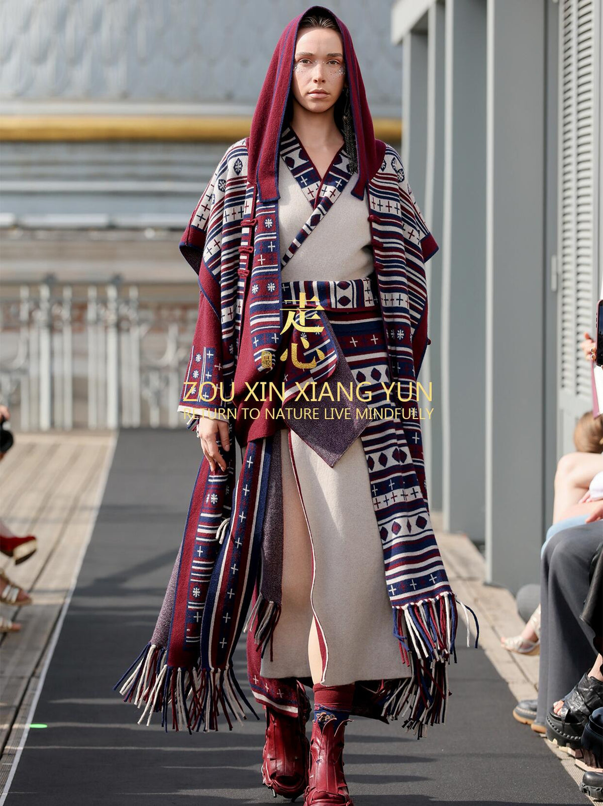 Luxury Blue Cashmere Tibetan Maxi Coat-26ZX2643
