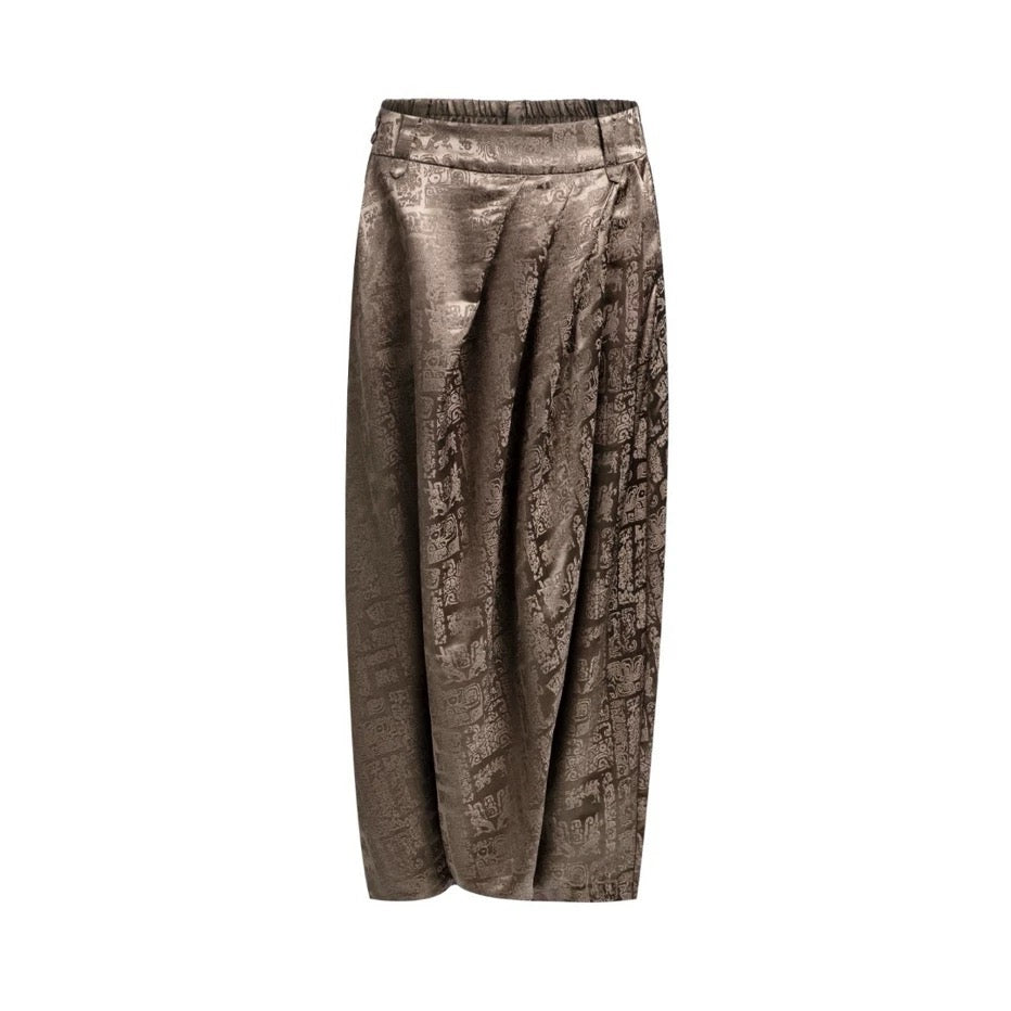 Luxury Four Beasts Pleated Silk Trousers-26Y15201M
