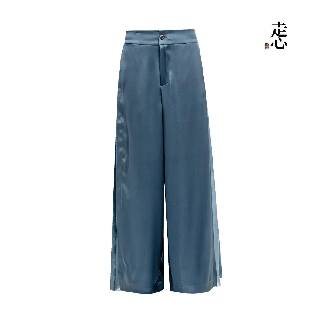 Luxury Spliced Silk Palazzo Pants- 26Y07901