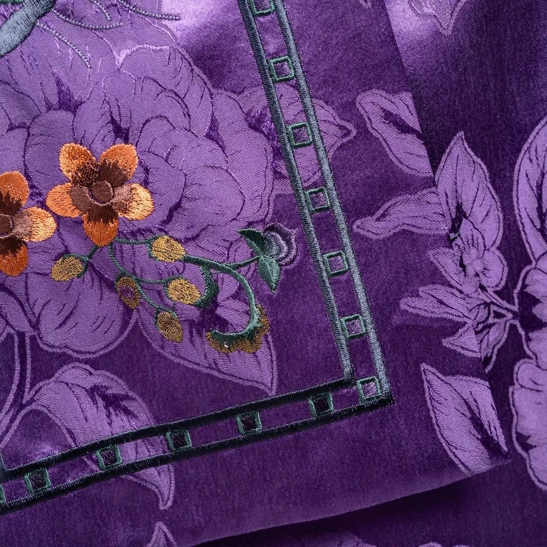 Luxury Imperial Violet Silk Maxi Skirt-25ZDQ6096