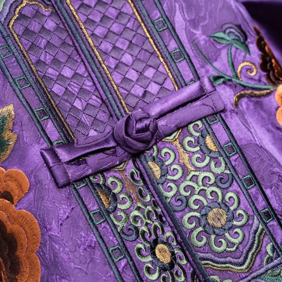 Luxury Imperial Violet Silk Cardigan Jacket-25ZWT5965