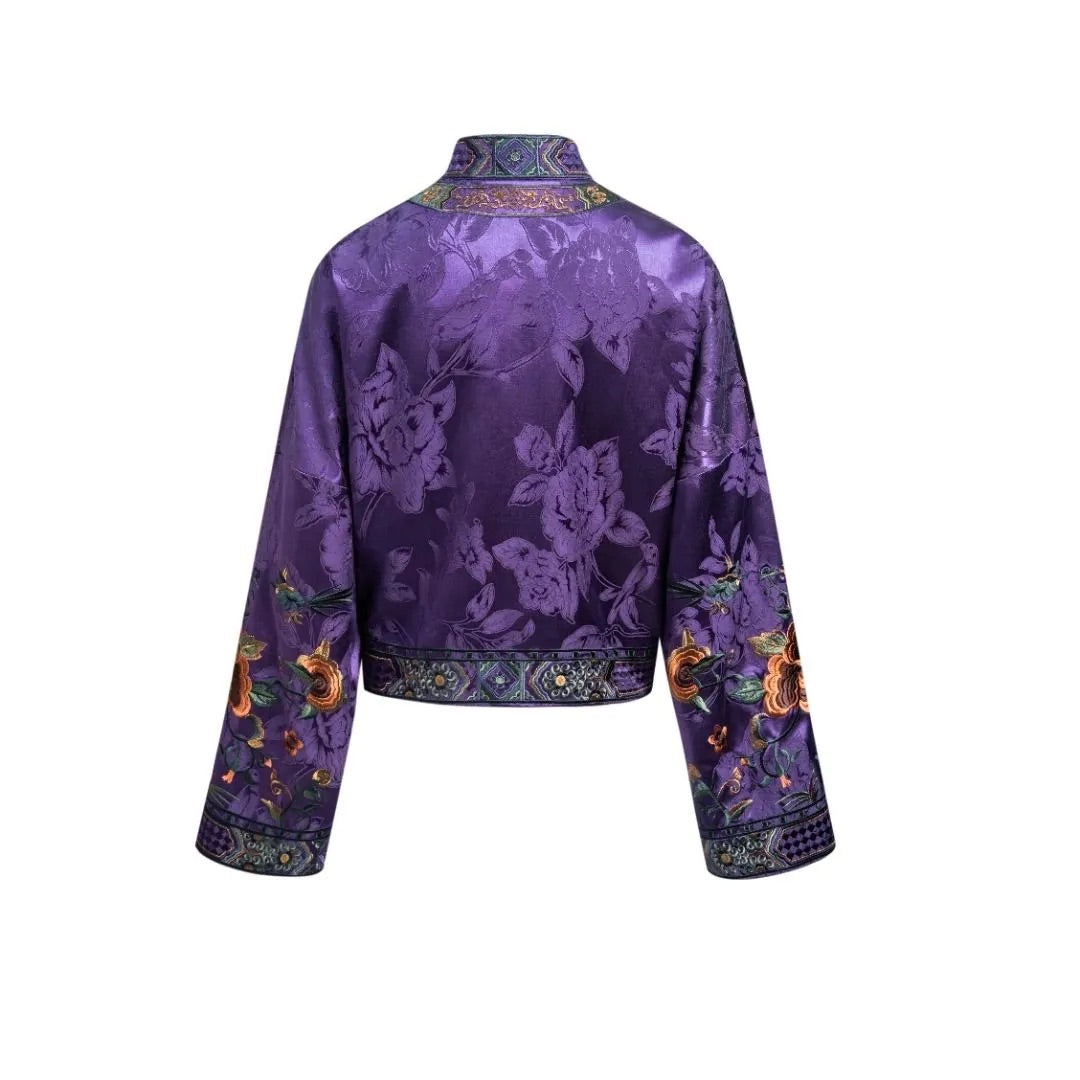 Luxury Imperial Violet Silk Mandarin Jacket-25ZWT6089