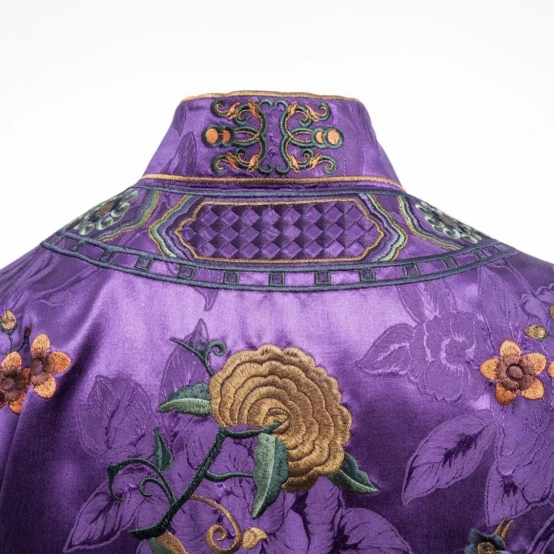Luxury Imperial Violet Silk Cheongsam Dress-25ZMJ6092