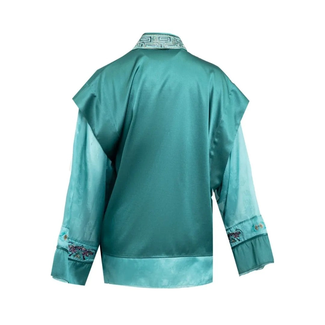 Luxury Green Imperial Porcelain Silk Jacket-26Y13101