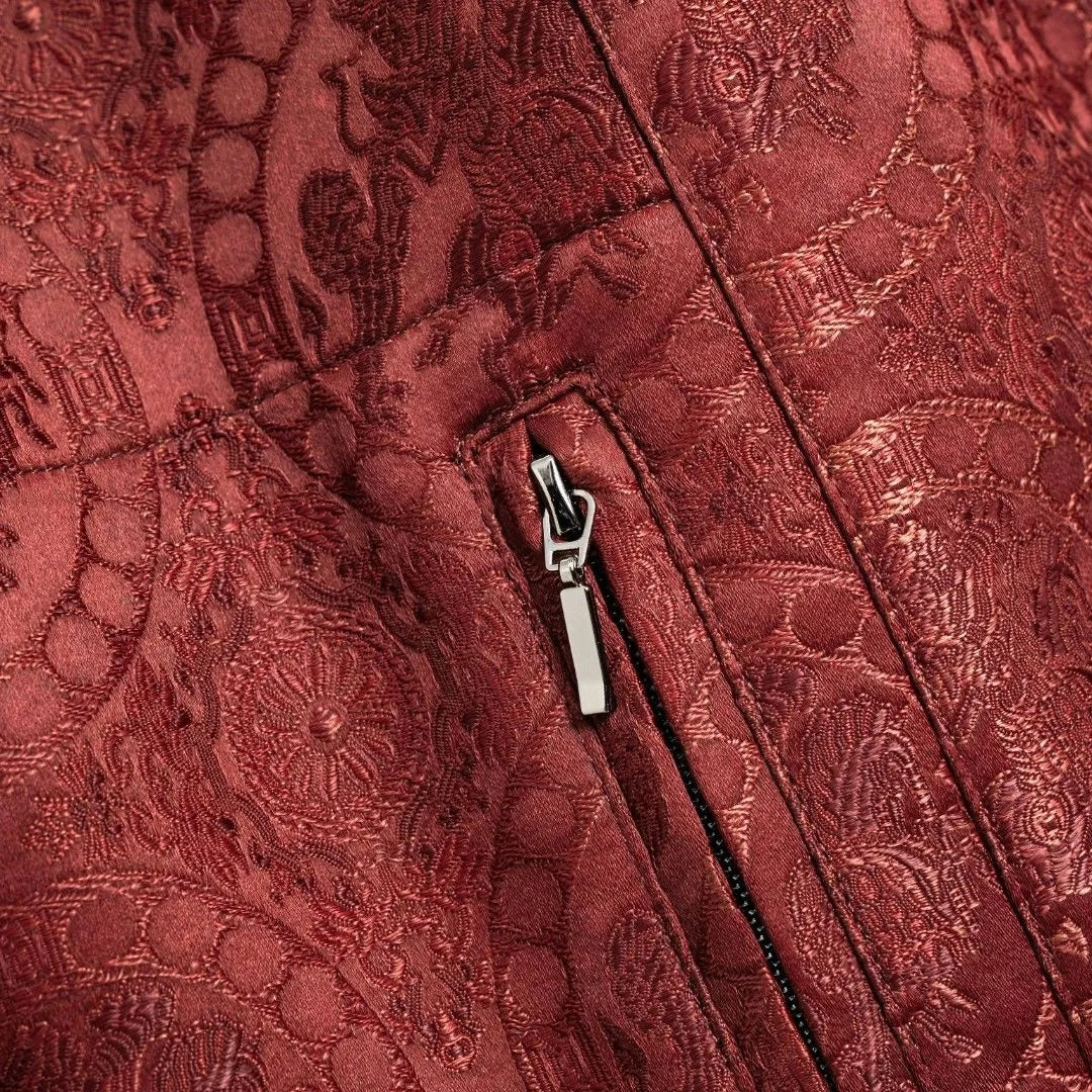 Luxury Red Song Brocade Silk Blazer-25M66024