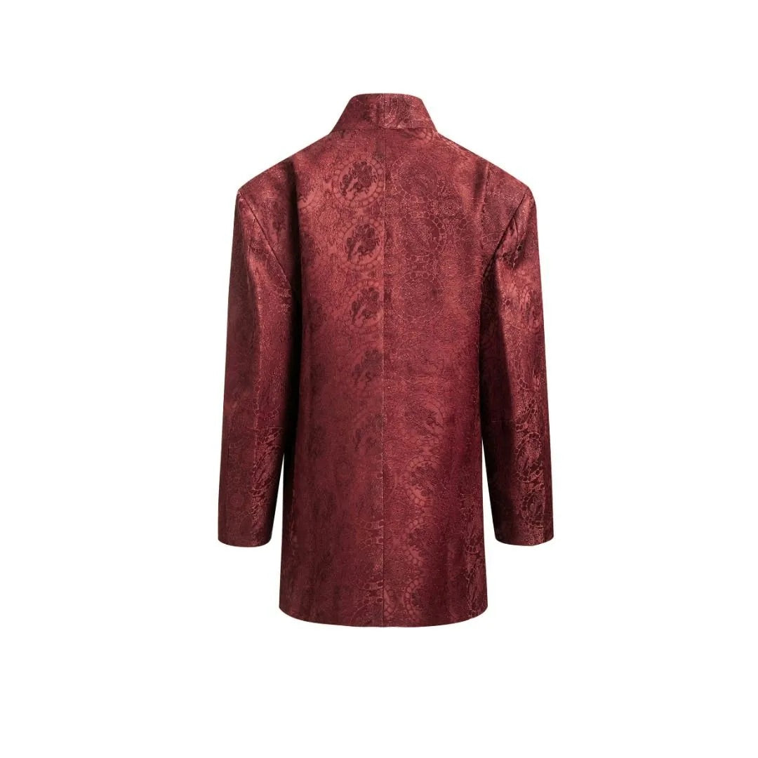 Luxury Red Song Brocade Silk Blazer-25M66024