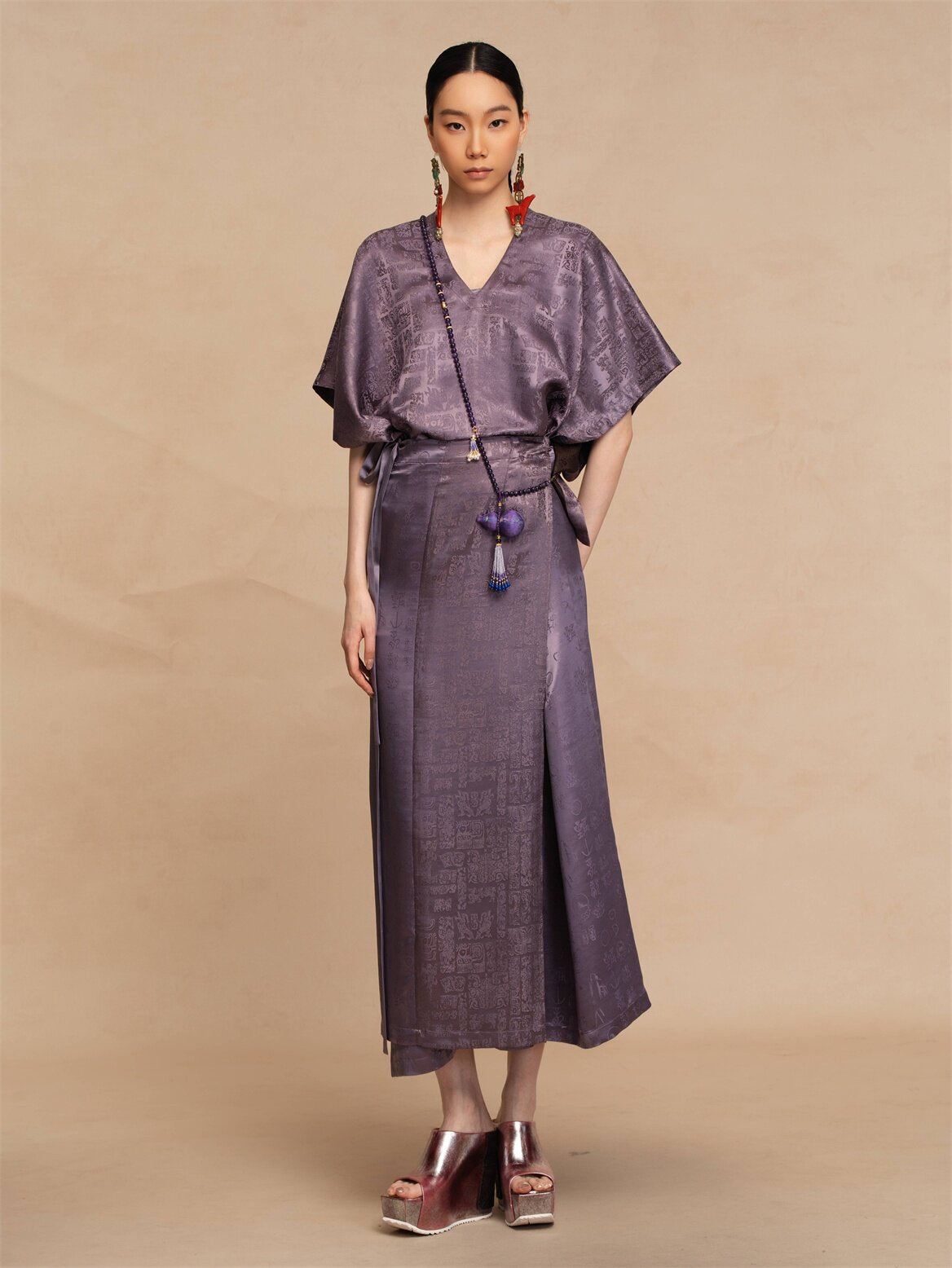 Luxury Twelve Emblems Silk Wrap Dress-26Z2Y215179
