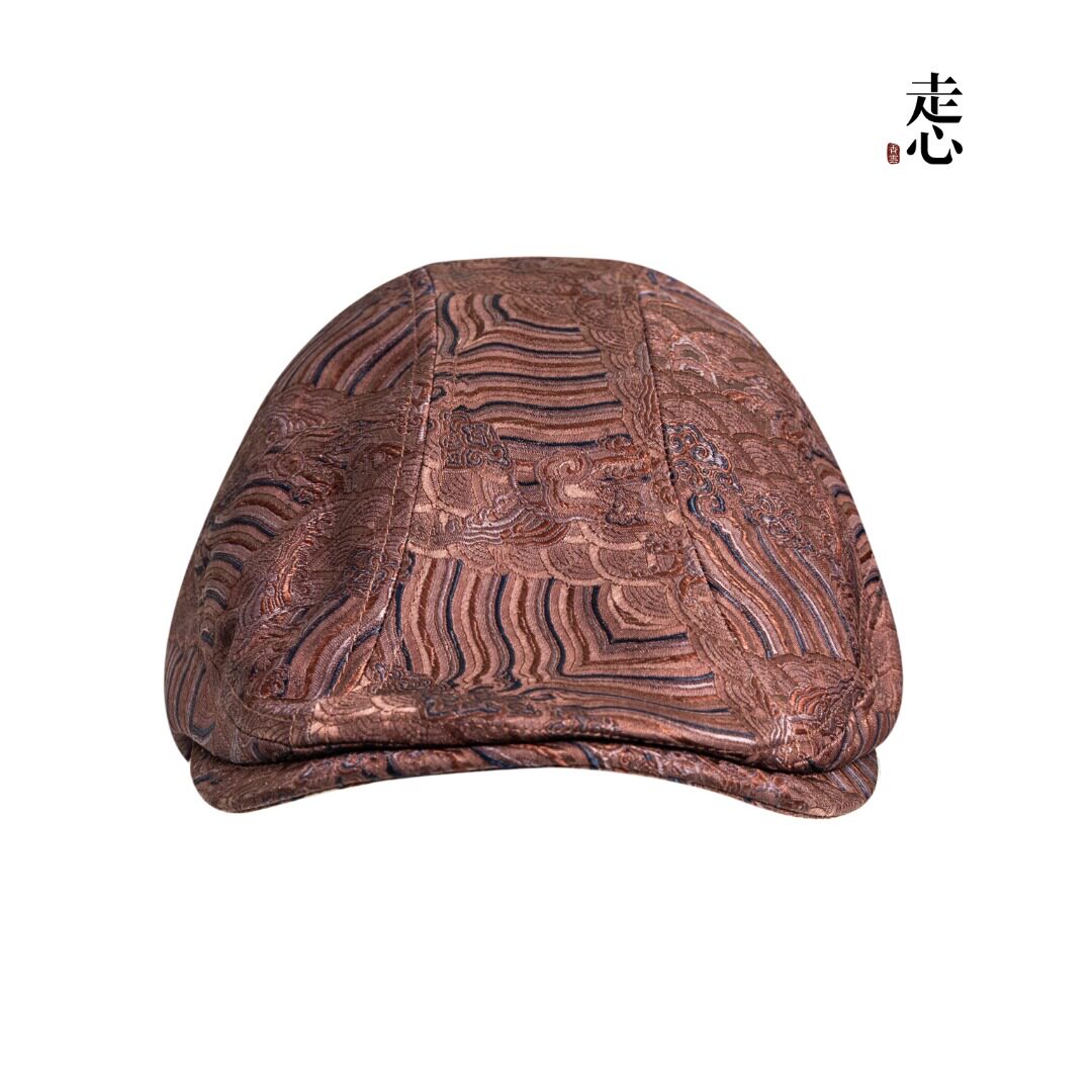 Chinese Pattern Vintage Flat Cap – Oriental Jacquard Newsboy Hat