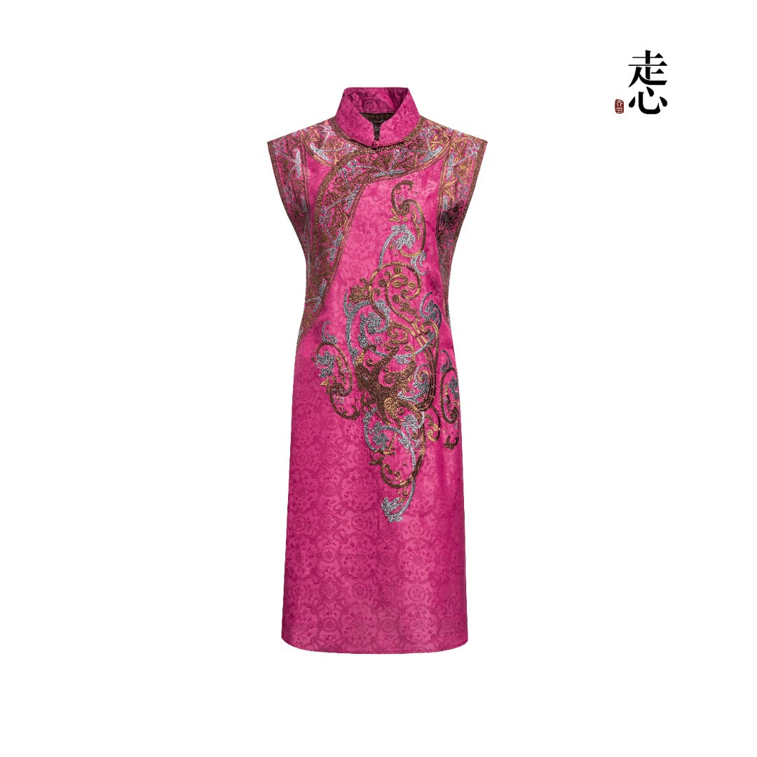 Colorblock Silk Long Vest--25ZW107F