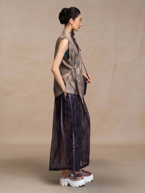 Luxury Aureole Gold Wrap Vest - Smoky Amethyst-26Z76116649