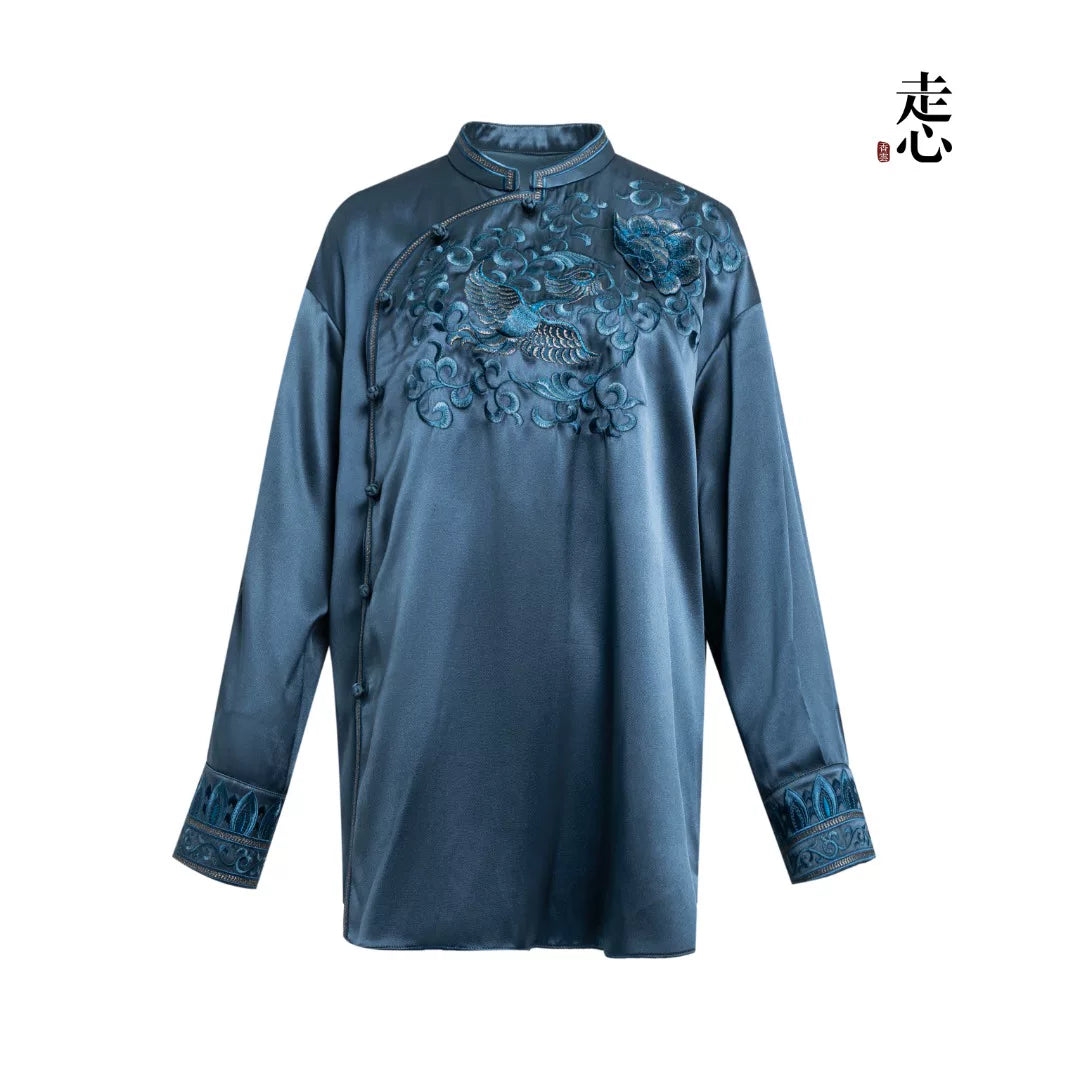 Luxury 60 Momme Silk Phoenix Mandarin Shirt- 26ZCS6679