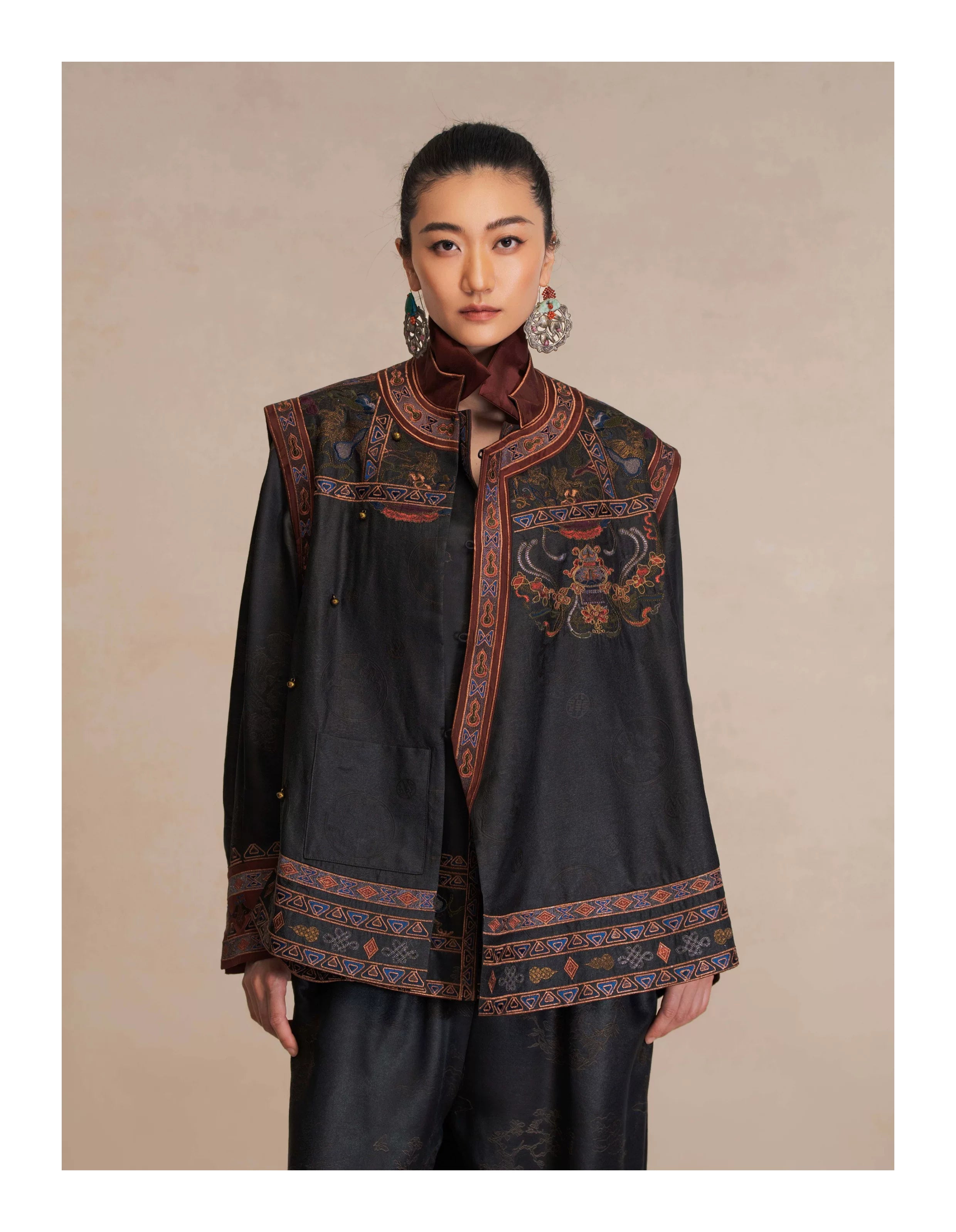 Luxury Silk Brocade Vest Ode to Fortune-25Z279M