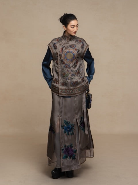 Luxury Dunhuang Lotus Silk Organza Blouse-26ZCS6297