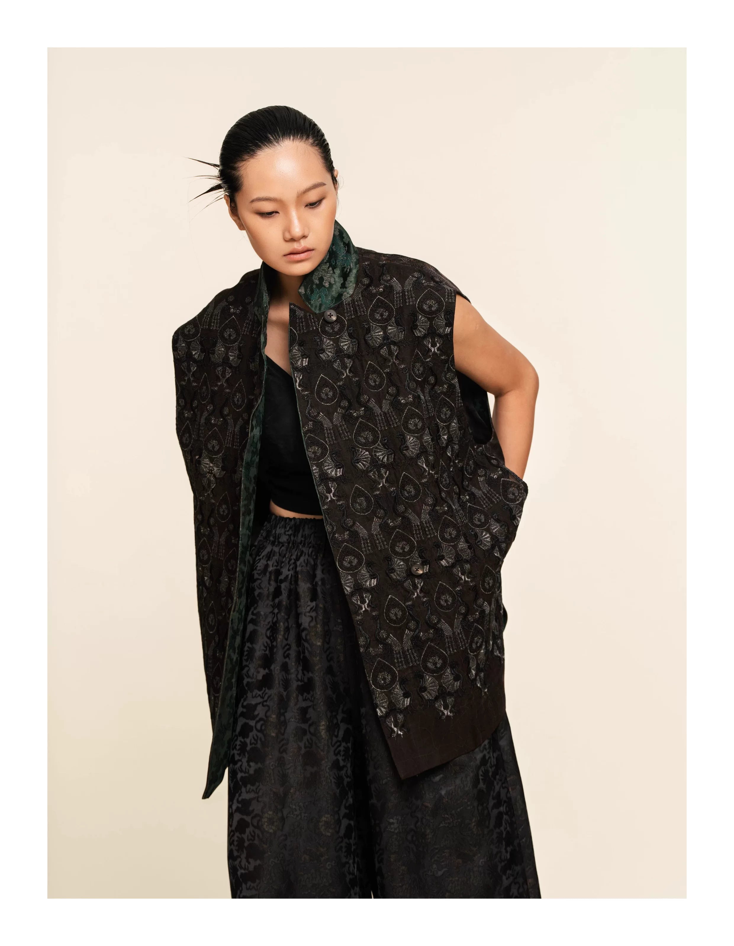 Luxury Jade Collar Song Brocade Vest-25ZYL670-2