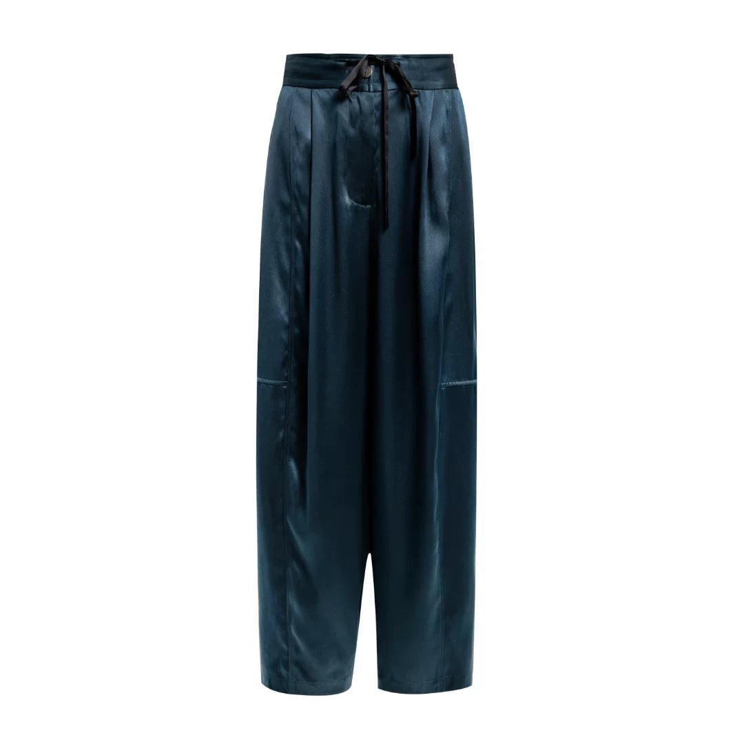 Luxury Grey Heavy Silk Drop-Crotch Pants-26Z76211429
