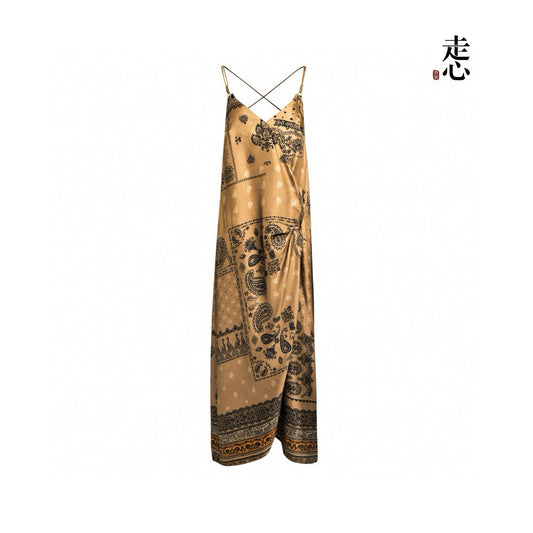 Luxury Paisley Silk Slip Maxi Dress