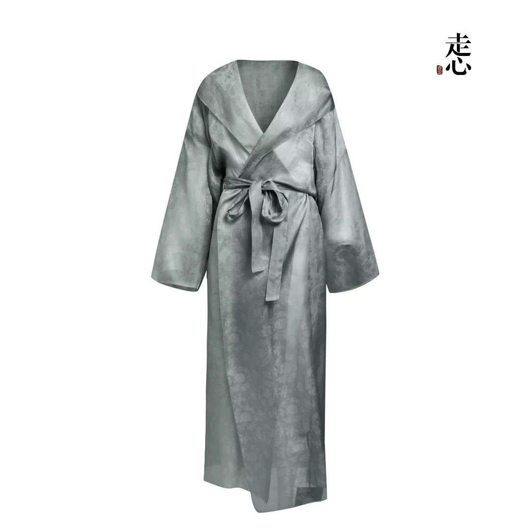 Luxury Hooded Silk Organza Duster Coat- 26Z2Y218229