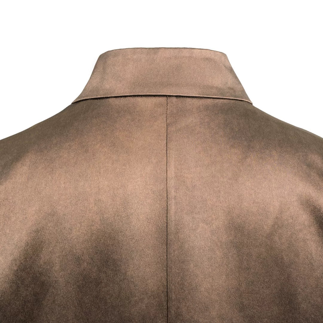 Luxury Gold Silk Mandarin Cardigan Coat-25Z26216889