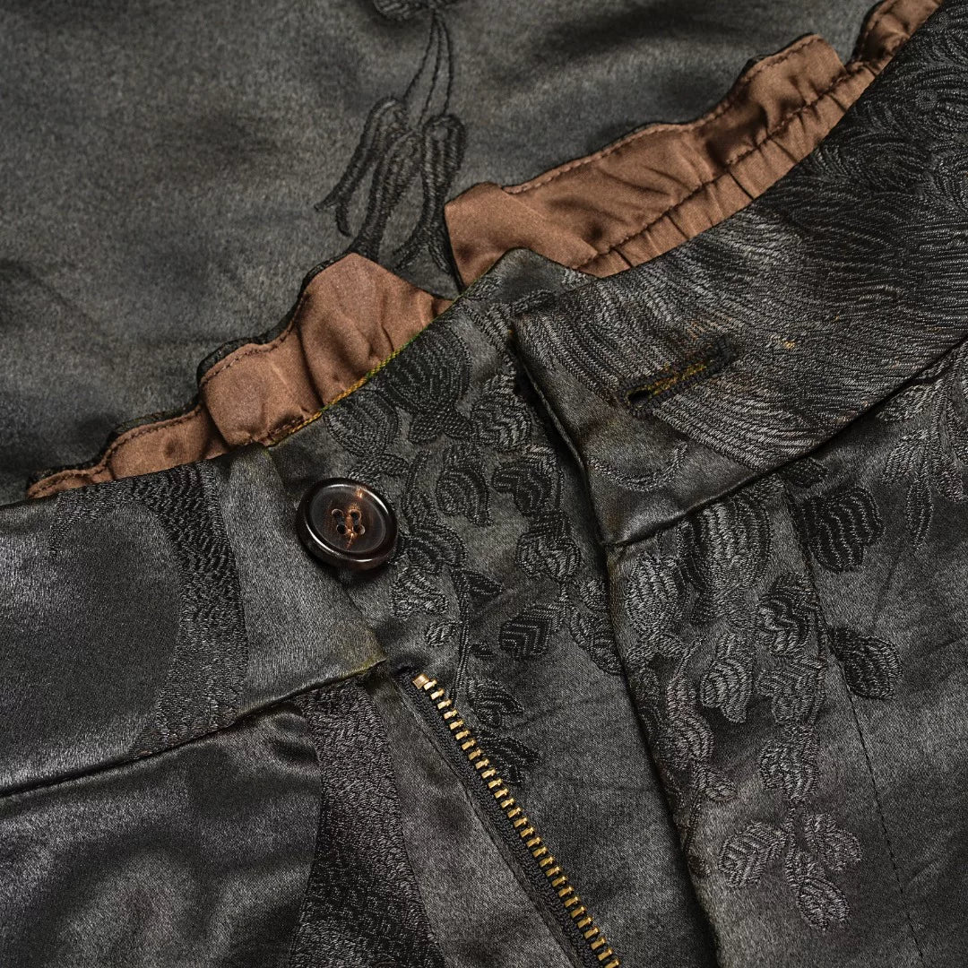 Luxury Black Silk Balloon Palazzo Pants-26Y26901-2