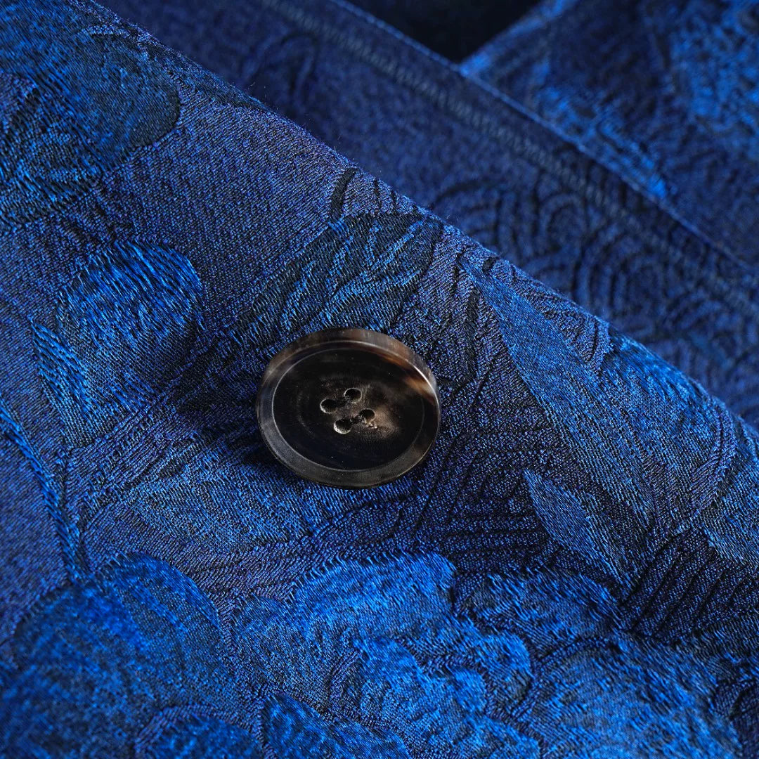 Luxury Blue Silk-Wool Trench Maxi Overcoat-26Z26418939