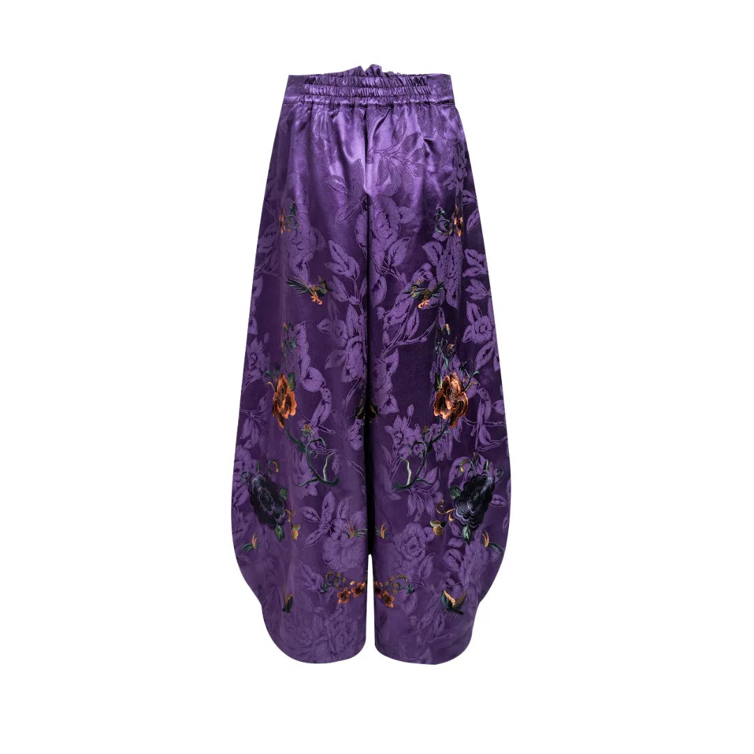 Luxury Imperial Violet Silk Balloon Pants-25ZKZ6090