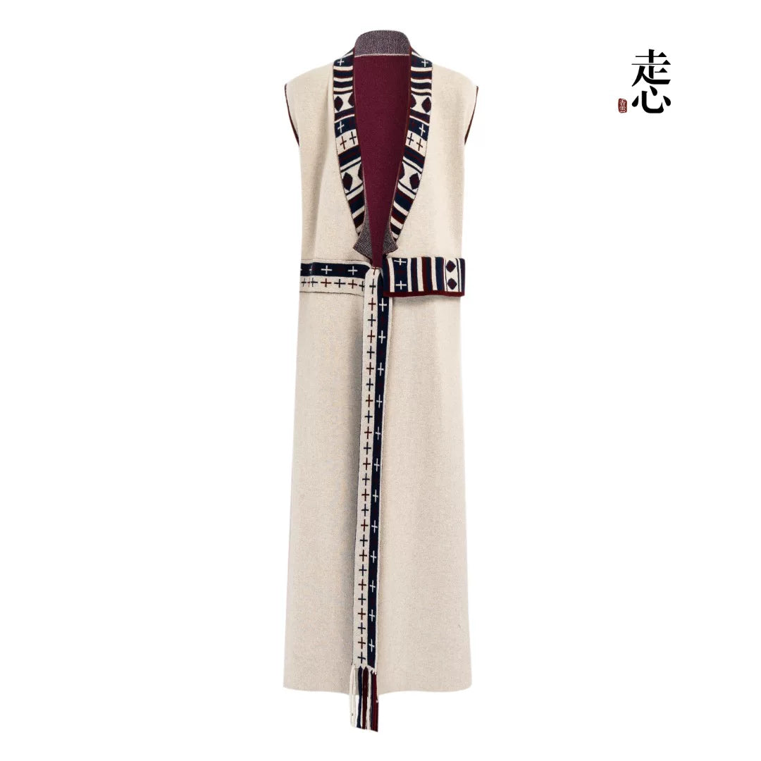Luxury Ivory Cashmere Tibetan Robe Dress-26ZX2642