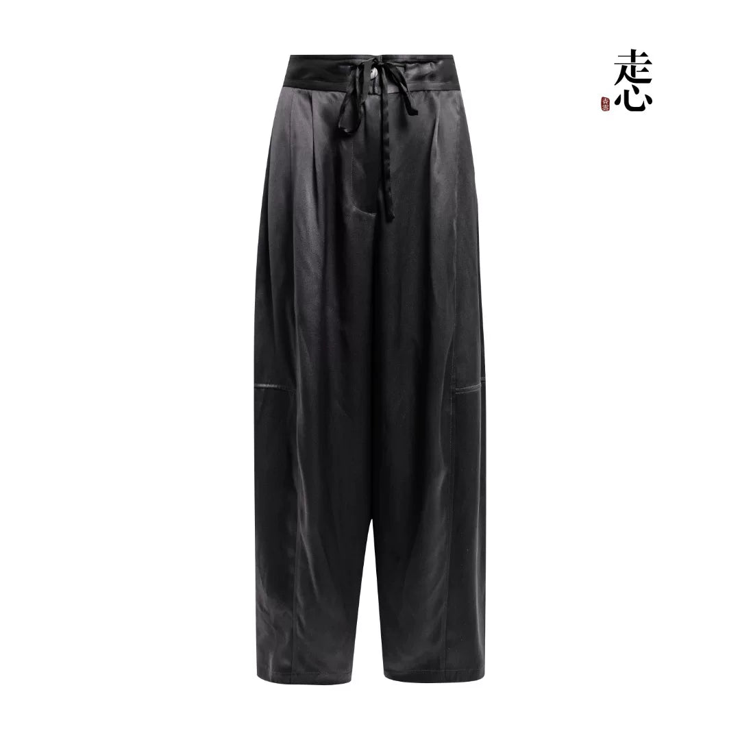 Luxury Grey Heavy Silk Drop-Crotch Pants-26Z76211429