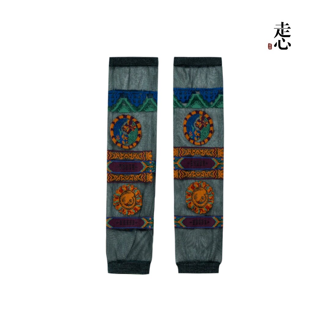Forbidden City Silk Sun Sleeves Luxury Artisan Arm Warmers-26Z0401