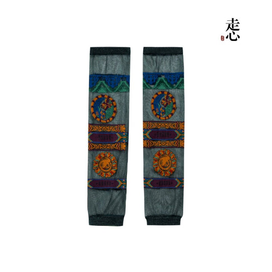 Forbidden City Silk Sun Sleeves Luxury Artisan Arm Warmers-26Z0401
