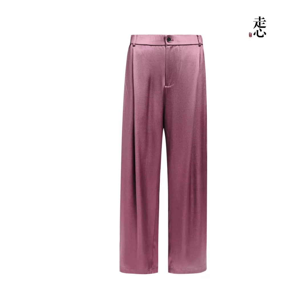 Luxury Glacial Silver Heavy Silk Palazzo Pants-25Z26311599