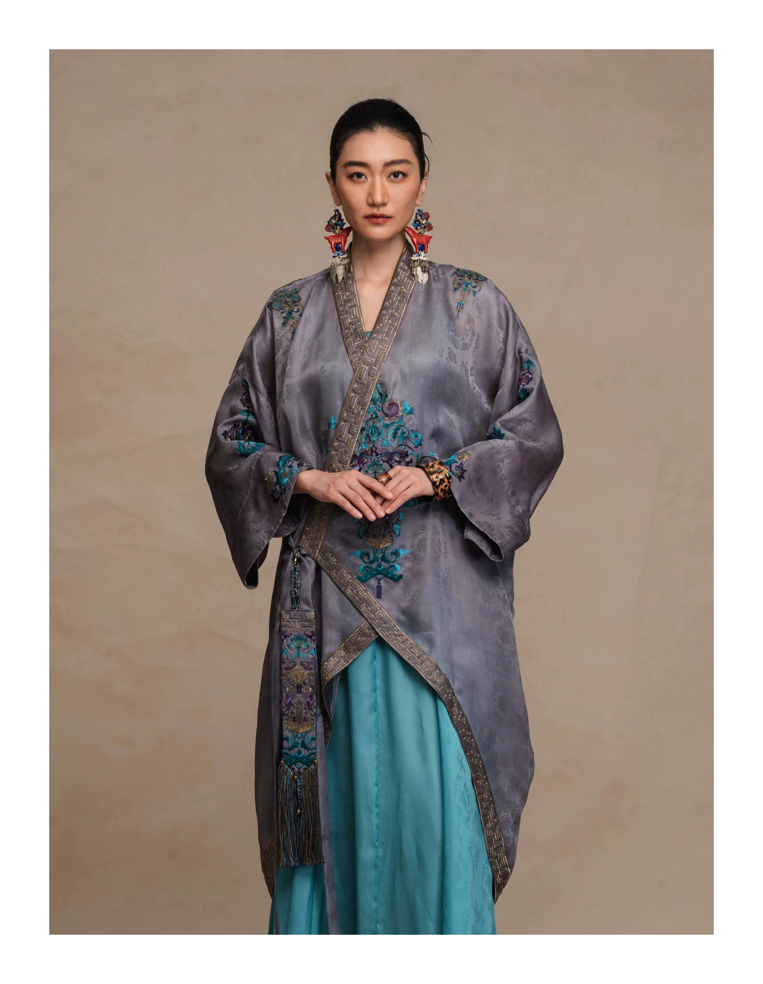 Luxury Silk Organza Porcelain Cardigan- 26Y06901