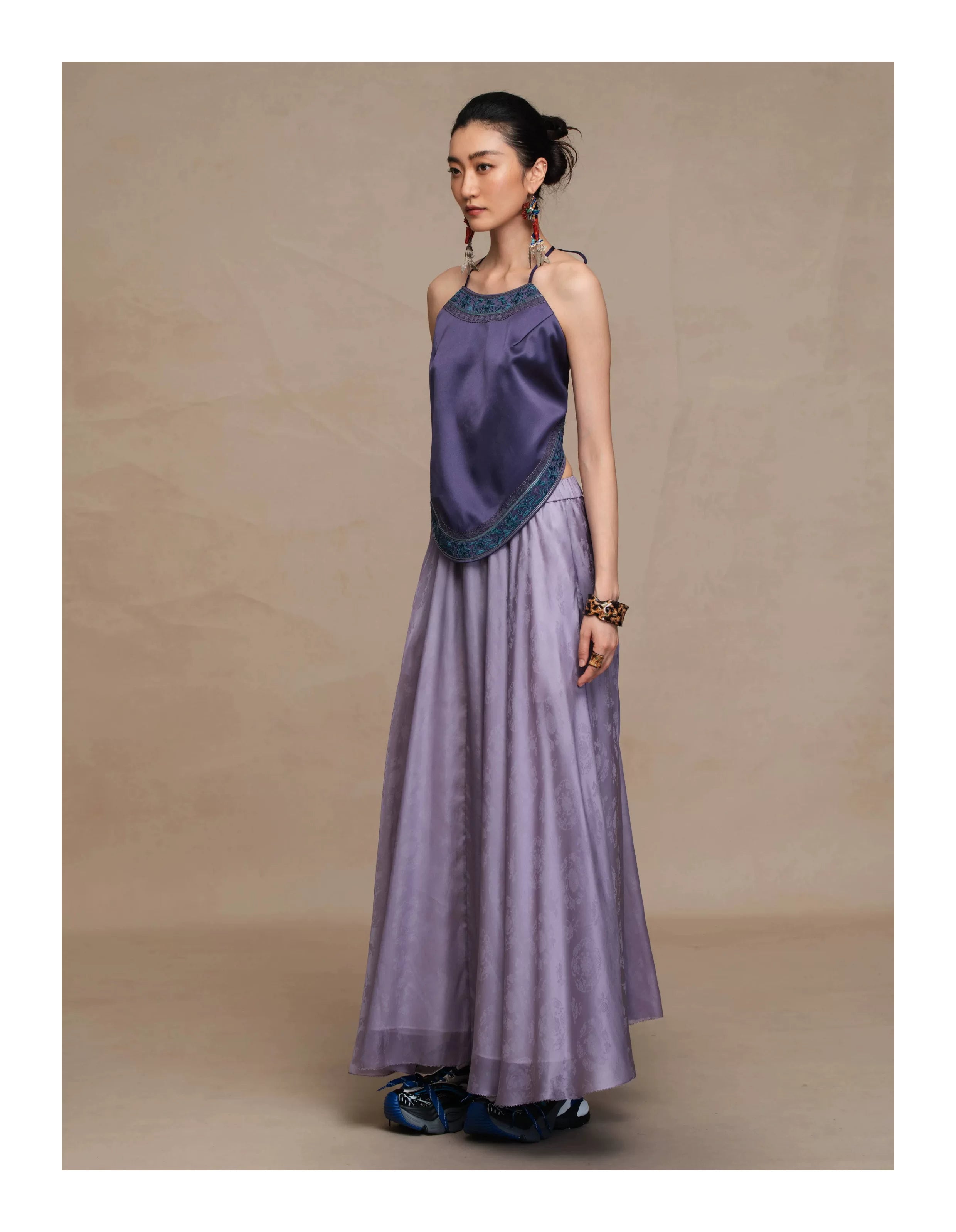 Luxury Silk Organza Jacquard Maxi Skirt- 26Z26214429