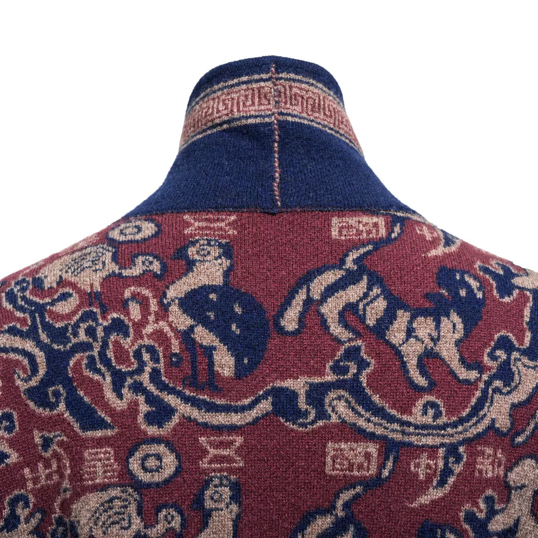 Luxury 1200g Cashmere Jacquard Robe Coat-25ZX2532-1