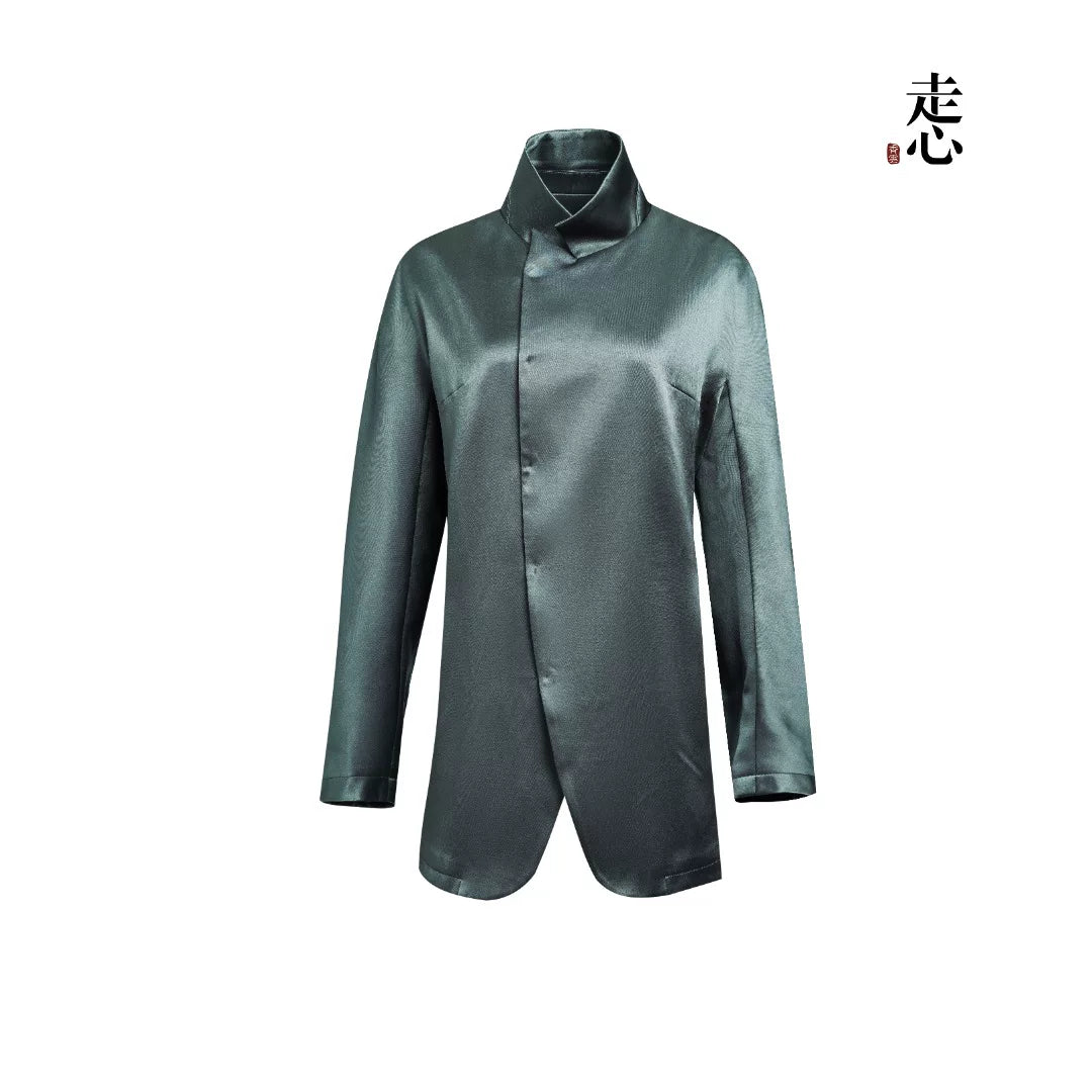 Luxury Heavy Silk Mandarin Blazer Coat- 26ZWT6618