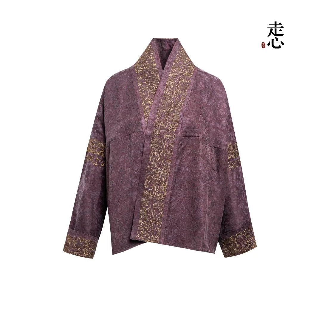 Luxury Plum Heavy Silk Kimono Cardigan-26ZW055F