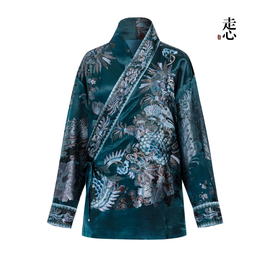 Luxury Blue Luoyue Silk Wrap Duster-26Z150M