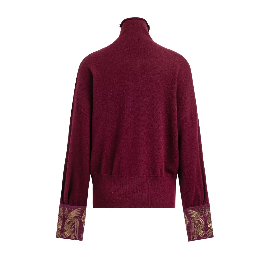 Luxury Blue Cashmere Turtleneck Sweater-24ZHZ017-1