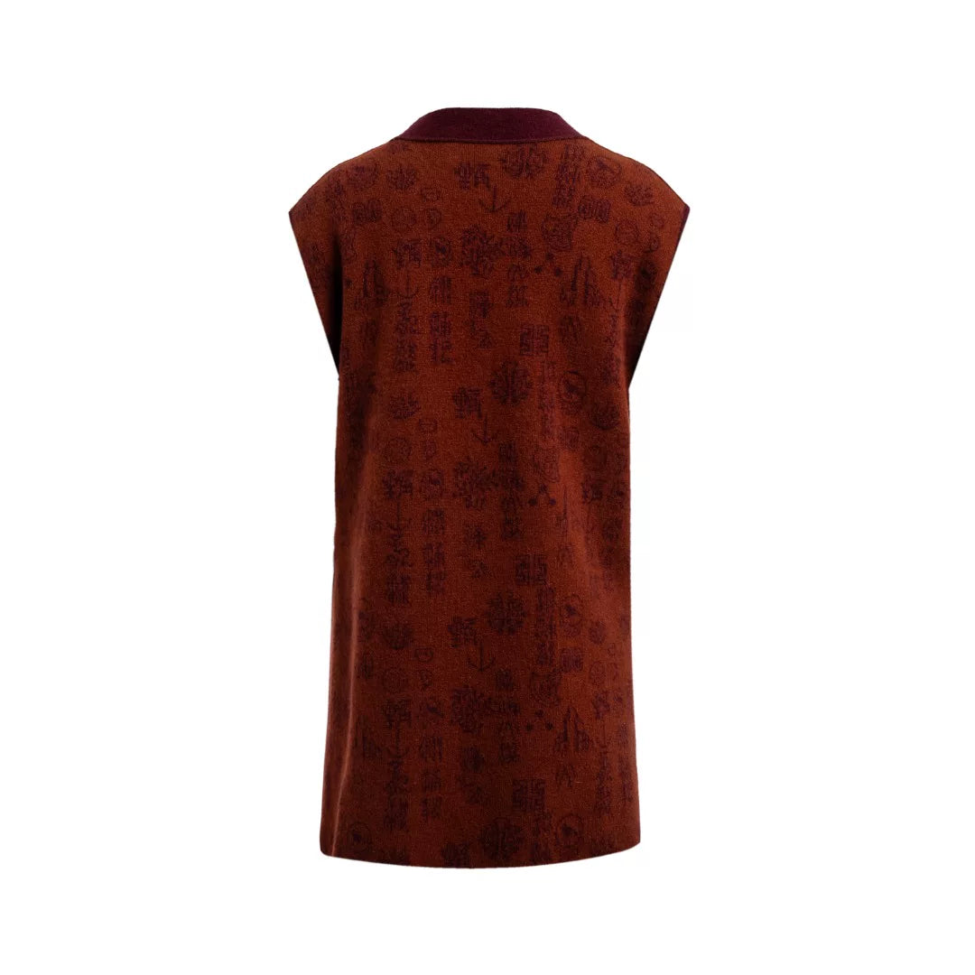Luxury 490g Red Lotus Cashmere Wrap Vest-26ZX2619-1