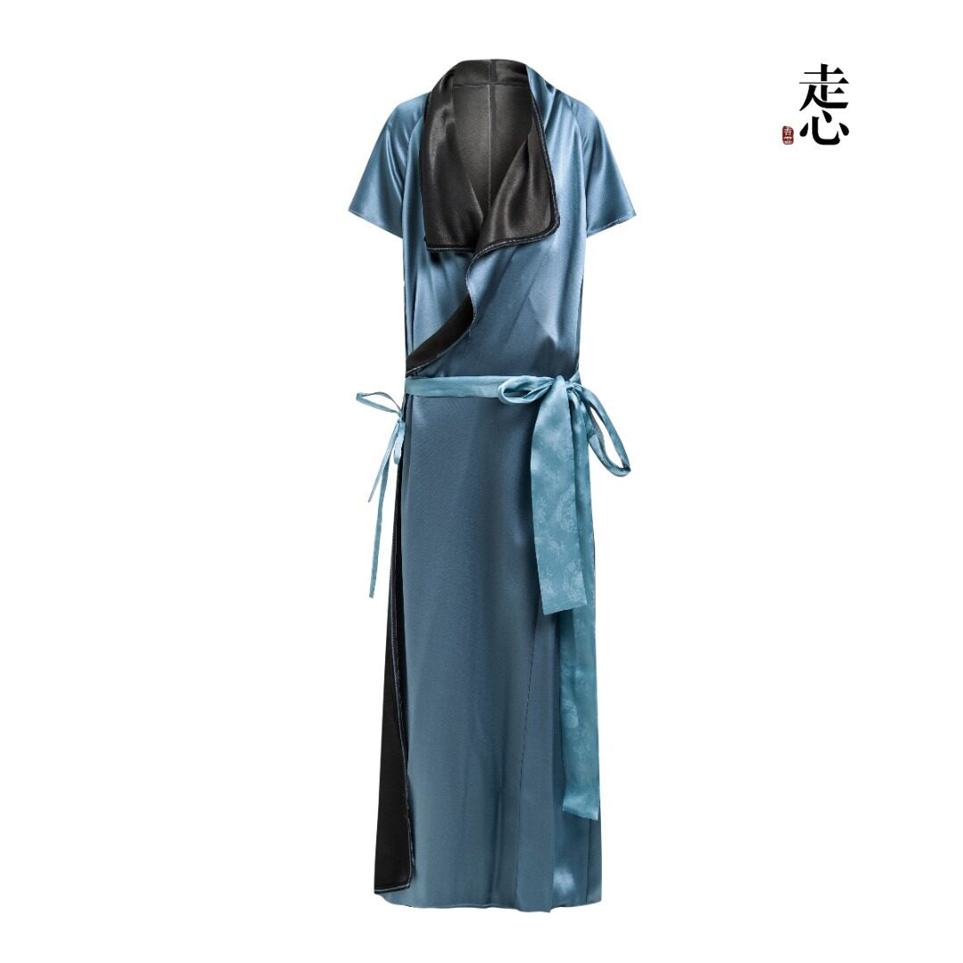 Luxury Heavy Satin Wrap Maxi Dress - Gown-26Z2Y218209