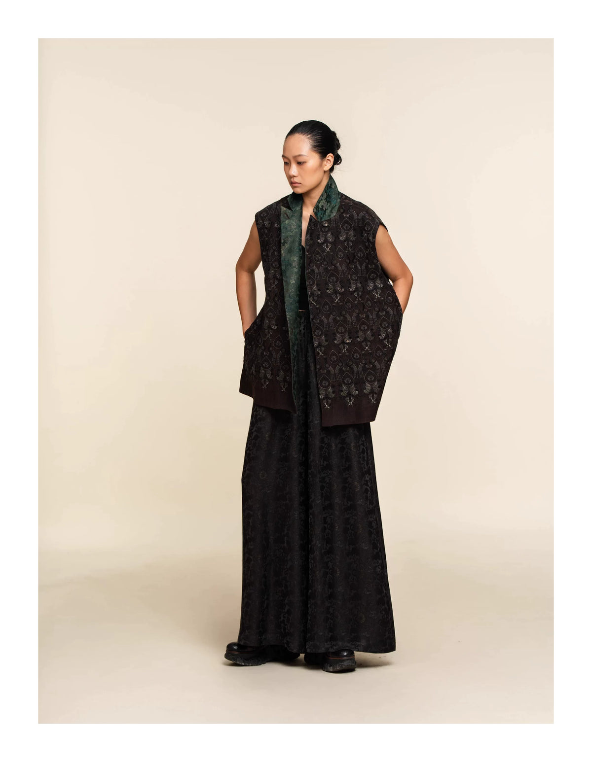 Luxury Jade Collar Song Brocade Vest-25ZYL670-2