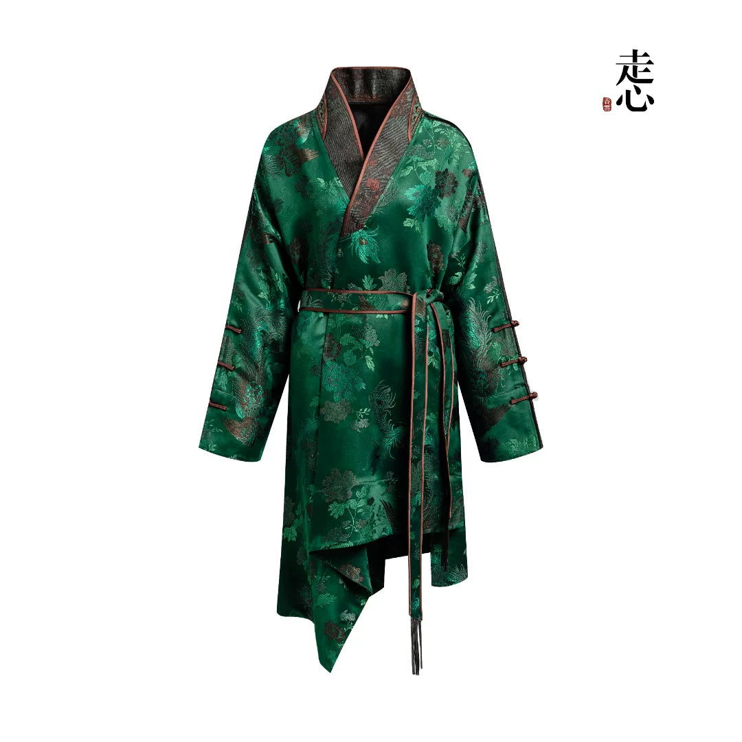 Luxury Emerald Song Brocade Wrap Dress-26Y00111