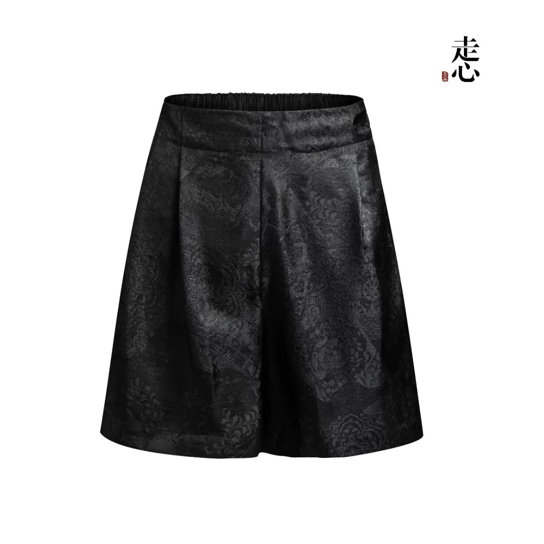 Luxury Black Silk Jacquard Bermuda Shorts-26Z26111849