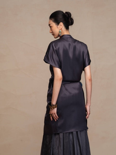 Luxury Lavender Heavy Silk Midi Dress-26M66139