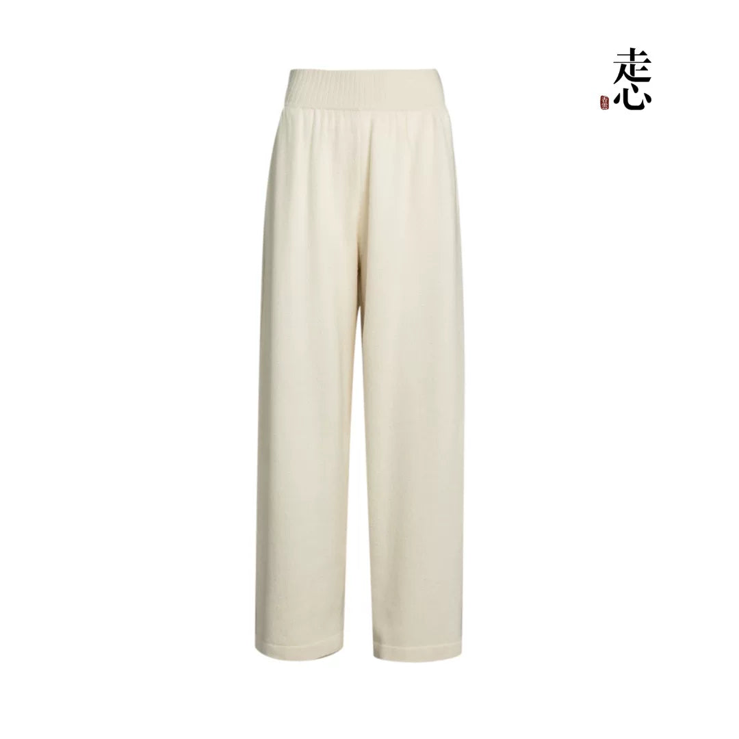 Luxury 465g Cashmere Wide-Leg Knit Pants- 26ZX2607
