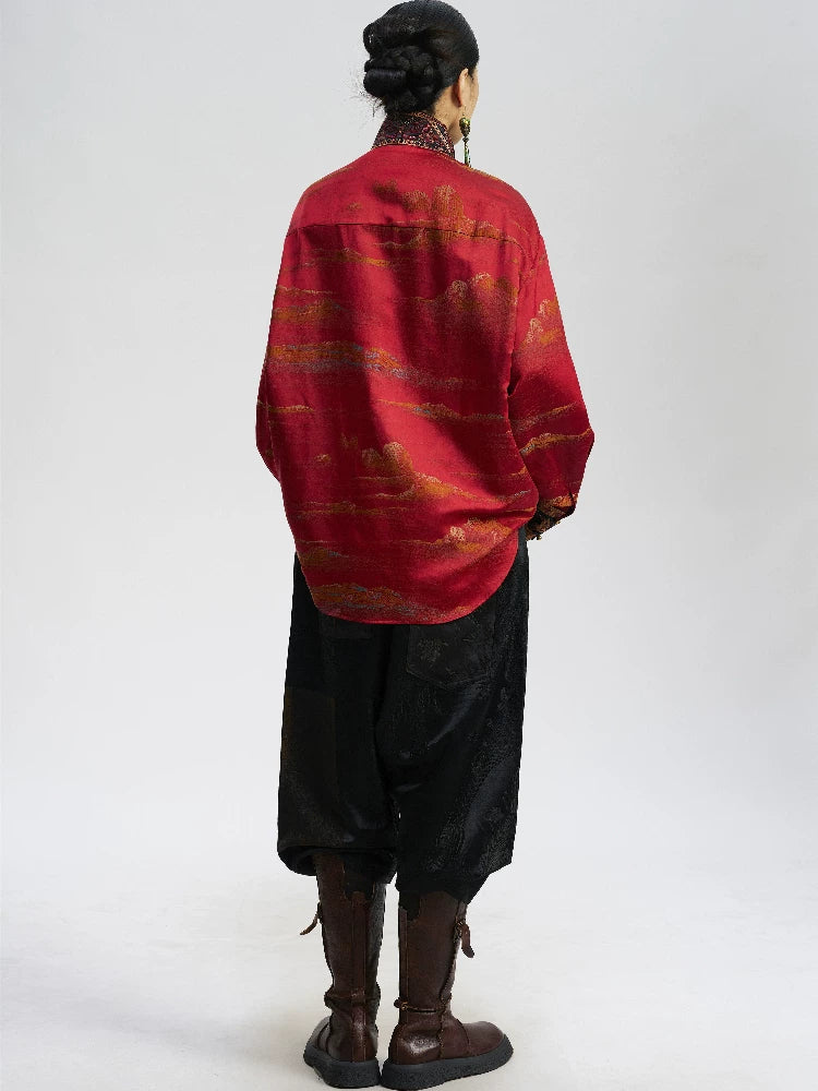 Luxury Dunhuang Brocade Silk Shirt-25ZX8192