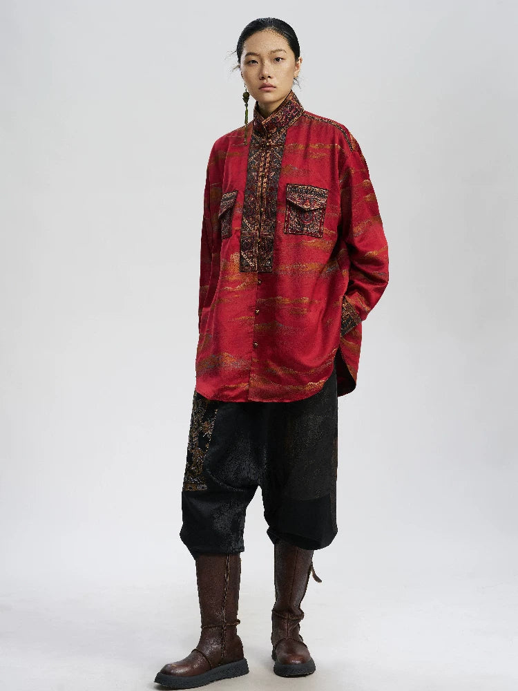 Luxury Dunhuang Brocade Silk Shirt-25ZX8192