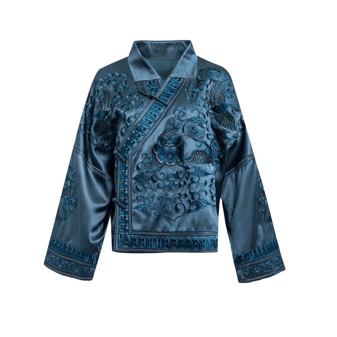 Luxury 60 Momme Silk Twin Phoenix Jacket-26ZWT6674