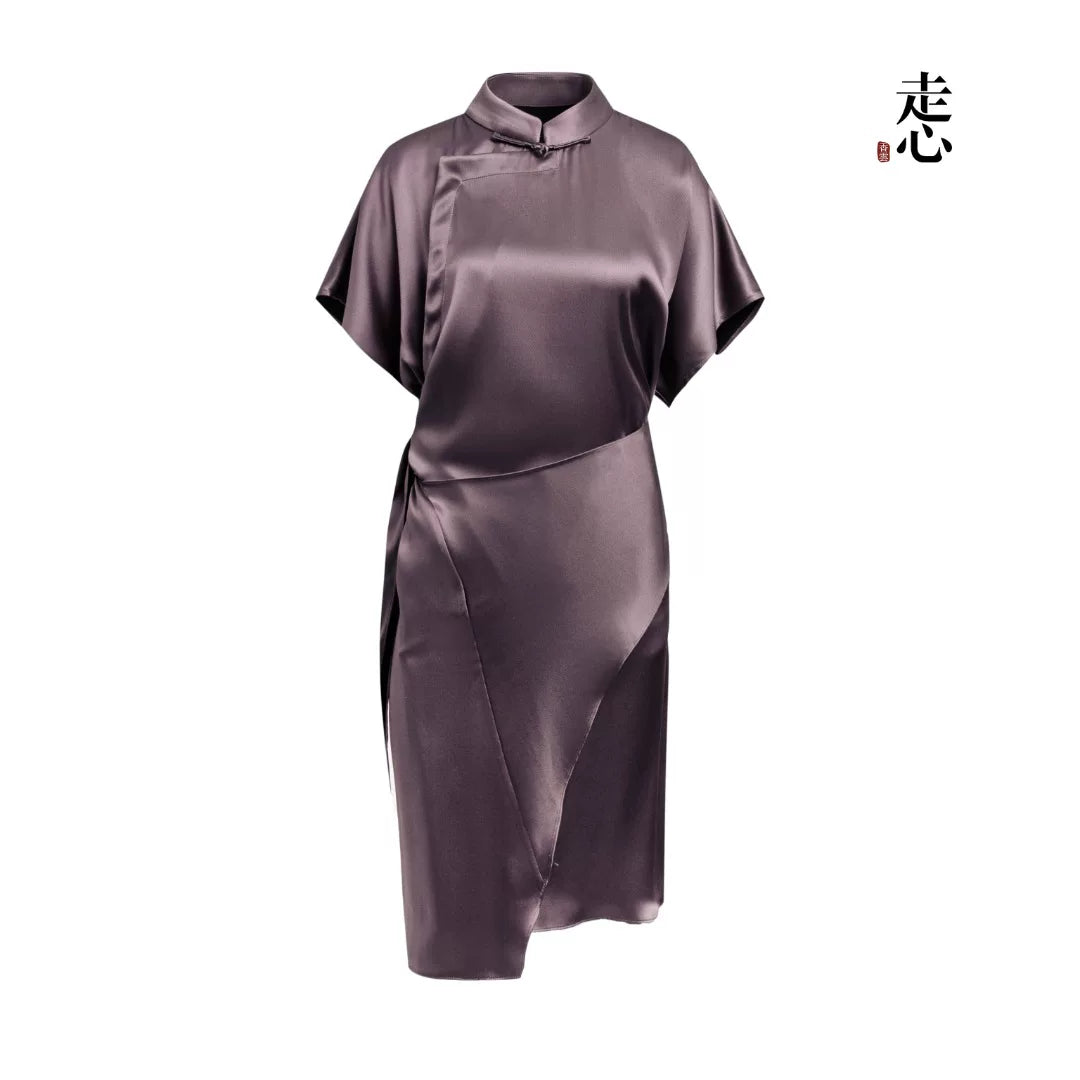 Luxury Lavender Heavy Silk Midi Dress-26M66139